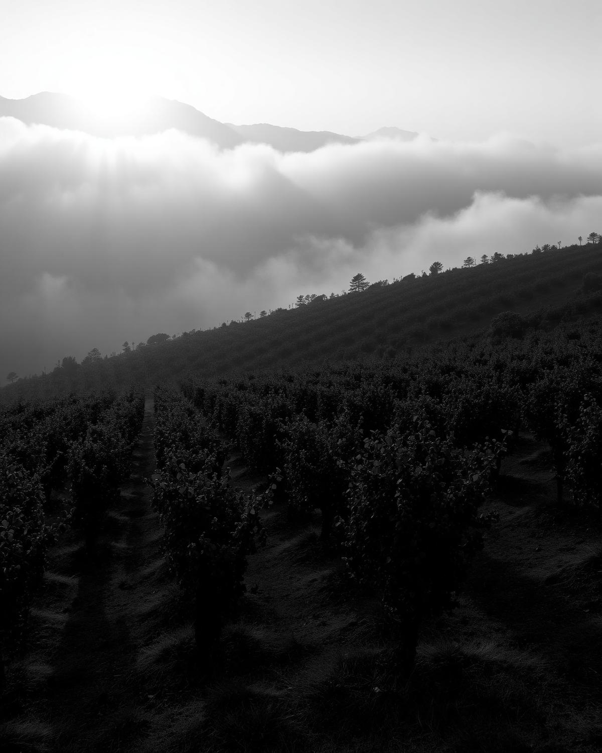 Coastal Chardonnay vineyard in the Darling region at dawn